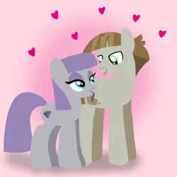 Size: 1400x1400 | Tagged: safe, artist:mlplary6, derpibooru import, maud pie, mudbriar, earth pony, pony, boyfriend and girlfriend, female, heart, image, looking at each other, looking at someone, love, male, mare, maudbriar, png, shipping, smiling, smiling at each other, stallion, straight