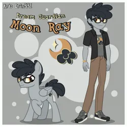 Size: 3464x3464 | Tagged: safe, artist:orin331, derpibooru import, oc, oc:moon ray, unofficial characters only, human, pegasus, pony, equestria girls, clothes, cutie mark, duo, equestria girls-ified, flying, geode, geode of dreams, glasses, happy, high res, human ponidox, image, jpeg, male, pegasus oc, self paradox, self ponidox, shoes, smiling, sneakers, wings