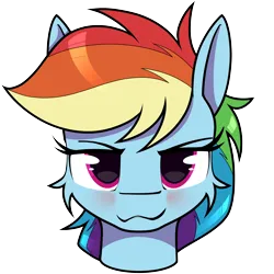 Size: 6050x6050 | Tagged: safe, artist:dacaoo, derpibooru import, rainbow dash, :3, blushing, image, png, simple background, transparent background