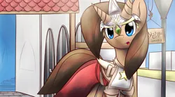 Size: 1960x1080 | Tagged: safe, artist:dshou, derpibooru import, oc, unofficial characters only, bicorn, pony, armor, helmet, horn, image, jpeg, multiple horns, open mouth, solo