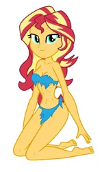 Size: 657x1101 | Tagged: suggestive, artist:robertsonskywa1, derpibooru import, sunset shimmer, human, equestria girls, bare shoulders, bikini, breasts, busty sunset shimmer, cleavage, clothes, female, image, jungle girl, loincloth, png, redraw, sexy, simple background, sleeveless, solo, solo female, strapless, stupid sexy sunset shimmer, swimsuit, torn clothes, white background