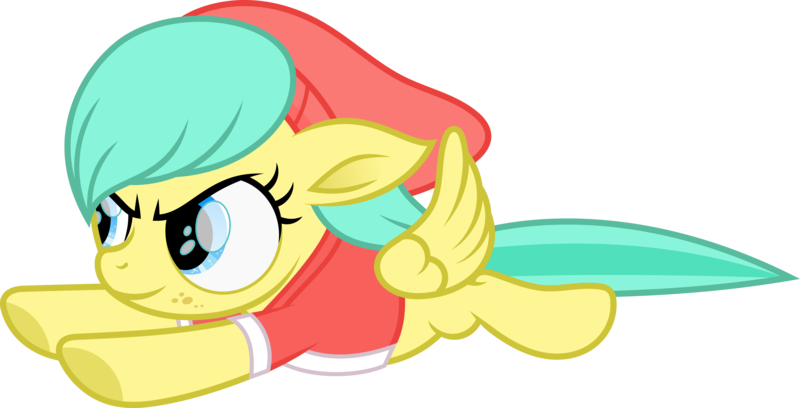 Size: 6743x3442 | Tagged: safe, artist:starryshineviolet, derpibooru import, barley barrel, pegasus, pony, rainbow roadtrip, absurd resolution, beanie hat, clothes, determined, female, filly, flying, foal, image, png, shirt, simple background, transparent background, vector