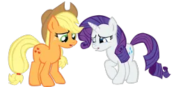 Size: 1652x831 | Tagged: safe, artist:benpictures1, part of a set, ponerpics import, ponybooru import, applejack, rarity, earth pony, pony, unicorn, magic duel, cute, duo, female, image, inkscape, jackabetes, lesbian, mare, png, raribetes, rarijack, shipping, simple background, transparent background, vector