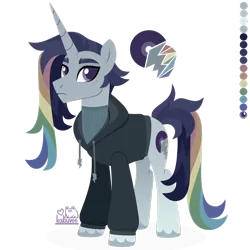 Size: 1920x1920 | Tagged: safe, artist:kabuvee, derpibooru import, oc, oc:kai, pony, unicorn, clothes, hoodie, image, male, png, simple background, solo, stallion, transparent background