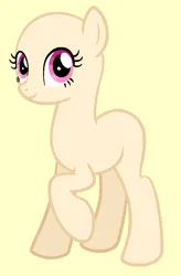Size: 579x883 | Tagged: artist needed, source needed, safe, artist:ameliagirls53, derpibooru import, edit, oc, unofficial characters only, earth pony, pony, bald, base, eyelashes, female, g4, image, mare, png, raised hoof, raised leg, simple background, solo, tan background