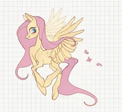 Size: 1701x1562 | Tagged: safe, artist:somorai, derpibooru import, fluttershy, butterfly, insect, pegasus, pony, 2021, checkered background, colored sketch, female, flying, image, jpeg, mare, sketch, solo