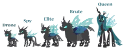 Size: 5000x1974 | Tagged: safe, artist:aleximusprime, derpibooru import, queen chrysalis, bug pony, changeling, changeling queen, insect, flurry heart's story, changeling brute, changeling drone, changeling elite, changeling spy, female, headcanon, headcanon in the description, image, insect wings, insectoid, png, wings
