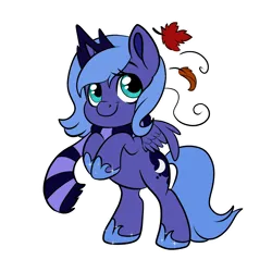 Size: 2000x2000 | Tagged: safe, artist:alissa1010, artist:monsoonvisionz, derpibooru import, princess luna, alicorn, pony, autumn leaves, clothes, collaboration, commission, cute, female, filly, foal, high res, image, leaf, leaning, leaves, lunabetes, png, rearing, scarf, simple background, transparent background, woona, younger, your character here