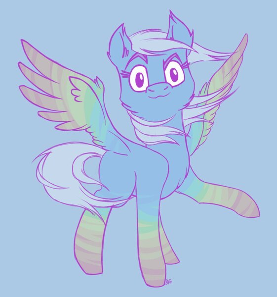 Size: 1013x1083 | Tagged: safe, artist:buttersflutterscotch, derpibooru import, rainbow dash, pony, alternate hair color, colored wings, gradient legs, image, jpeg, multicolored wings, rainbow-less dash, solo, wings