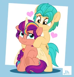 Size: 778x800 | Tagged: safe, artist:jhayarr23, derpibooru import, hitch trailblazer, sunny starscout, alicorn, earth pony, pony, g5, alicornified, biting, duo, duo male and female, ear bite, female, heart, image, male, mane stripe sunny, mare, png, race swap, shipping, signature, stallion, straight, sunnyhitch