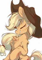 Size: 1534x2184 | Tagged: safe, artist:starbow, derpibooru import, part of a set, applejack, earth pony, pony, applejack's hat, chest fluff, cowboy hat, cute, eyebrows, eyebrows visible through hair, female, freckles, hat, image, jackabetes, jpeg, looking at you, mare, one eye closed, simple background, smiling, smiling at you, solo, white background, wink, winking at you