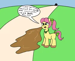 Size: 1600x1300 | Tagged: safe, artist:amateur-draw, derpibooru import, posey (g5), earth pony, pony, g5, my little pony: tell your tale, female, image, mare, mud, png, solo, solo female, text