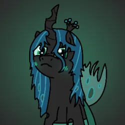 Size: 300x300 | Tagged: safe, artist:hach, queen chrysalis, changeling, changeling queen, angry, blushing, cute, emanata, female, frown, gradient background, grumpy, image, looking at you, madorable, nose wrinkle, png, raised head, scrunchy face, solo