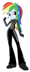 Size: 1280x3064 | Tagged: safe, derpibooru import, rainbow dash, equestria girls, bad girl, boots, clothes, fist, g4, gloves, image, png, shoes, simple background, solo, spacesuit, transparent background, ultra galaxy mega monster battle, uniform