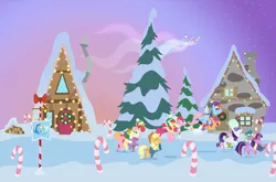 Size: 7560x4990 | Tagged: safe, anonymous artist, derpibooru import, alice the reindeer, apple bloom, applejack, aurora the reindeer, big macintosh, bori the reindeer, fluttershy, pinkie pie, rainbow dash, rarity, scootaloo, spike, sweetie belle, twilight sparkle, oc, oc:late riser, deer, dragon, earth pony, pegasus, pony, reindeer, series:fm holidays, series:hearth's warming advent calendar 2023, absurd resolution, advent calendar, alternate hairstyle, baby, baby pony, book, bookhorse, boots, candy, candy cane, christmas, christmas lights, christmas wreath, clothes, colt, cutie mark crusaders, dragons riding ponies, earmuffs, eyes closed, female, filly, flag of equestria, fluttermac, flying, foal, food, g4, grin, group, hat, hearth's warming, holding a pony, holding hooves, holiday, image, jacket, lineless, male, mane seven, mane six, mare, mittens, neck hug, offspring, open mouth, open smile, parent:big macintosh, parent:fluttershy, parents:fluttermac, png, pointy ponies, ponies riding ponies, pronking, reading, riding, scarf, shipping, shoes, short mane, sleeping, smiling, snow, snowpony, spike riding twilight, stallion, straight, striped scarf, sunset, sweater, the gift givers, winter outfit, wreath