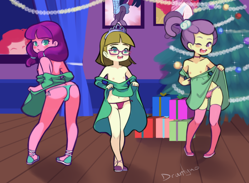 Size: 2893x2129 | Tagged: questionable, artist:drantyno, banned from derpibooru, ponerpics import, ponybooru import, lily longsocks, lily pad (equestria girls), zippoorwhill, equestria girls, child, christmas, clothes, female, holiday, image, lily pad (g4), lolicon, panties, partial nudity, png, topless, underage, underwear, young