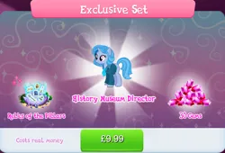 Size: 1268x861 | Tagged: safe, derpibooru import, idw, official, pony, unicorn, bundle, bush, clothes, costs real money, english, female, flower, g4, gameloft, gem, horn, idw showified, image, jpeg, mare, mistmane's flower, mobile game, my little pony: magic princess, numbers, primary source, rockhoof's shovel, sale, shield, shovel, solo, starswirl's book, text