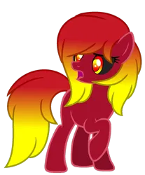 Size: 900x1086 | Tagged: safe, artist:raini-bases, artist:xx-chanour, derpibooru import, oc, oc:paragon ire, unofficial characters only, earth pony, pony, black sclera, female, gradient eyes, gradient mane, image, mare, open mouth, png, raised hoof, simple background, solo, standing, transparent background