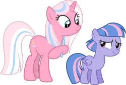Size: 11485x7812 | Tagged: safe, artist:starryshineviolet, derpibooru import, clear sky, wind sprint, pegasus, pony, unicorn, common ground, absurd resolution, duo, duo female, female, filly, foal, g4, image, looking at each other, looking at someone, mare, mother and child, mother and daughter, png, raised hoof, simple background, smiling, smiling at each other, transparent background, vector