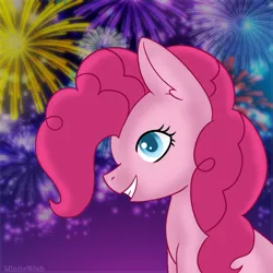 Size: 894x894 | Tagged: safe, artist:mintiewish, derpibooru import, pinkie pie, earth pony, pony, fireworks, happy new year, happy new year 2024, holiday, image, png, solo