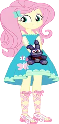 Size: 311x656 | Tagged: safe, artist:invisibleink, derpibooru import, edit, editor:incredibubbleirishguy, vector edit, fluttershy, equestria girls, equestria girls series, bonnie (fnaf), five nights at freddy's, fluttershy boho dress, image, plushie, png, vector