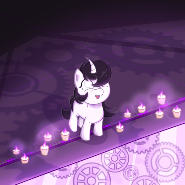 Size: 1063x1063 | Tagged: safe, artist:taoyvfei, derpibooru import, oc, oc:taoyvfei, unofficial characters only, pony, unicorn, candle, curved horn, gears, horn, image, light, png, shadow, unicorn oc