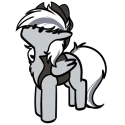 Size: 3000x3000 | Tagged: safe, artist:purple wingshade, derpibooru import, oc, oc:silver edge, pegasus, pony, chest fluff, clothes, cowboy hat, cute, hat, image, male, multicolored hair, png, small, solo, stallion, vest