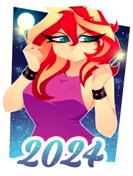 Size: 1500x2000 | Tagged: safe, artist:xan-gelx, derpibooru import, sunset shimmer, human, equestria girls, happy new year 2024, high res, image, png
