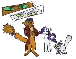 Size: 849x664 | Tagged: safe, artist:necronyancy, derpibooru import, capper dapperpaws, rarity, cat, pony, unicorn, my little pony: the movie, capperity, duo, female, frown, image, jpeg, male, shipping, simple background, smiling, straight, sweat, sweatdrop, white background