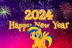 Size: 1200x800 | Tagged: safe, artist:mlpfan3991, derpibooru import, oc, oc:flare spark, pegasus, pony, 2024, female, happy new year, holiday, image, jpeg, solo