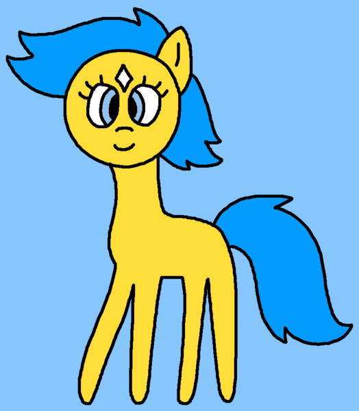 Size: 848x971 | Tagged: safe, artist:the-rainbow-nigga420, ponerpics import, bubbles (g1), earth pony, pony, g1, 1000 hours in ms paint, blue background, bubblebetes, coat markings, cute, female, g1 to g4, g4, generation leap, image, mare, ms paint, paint.net, png, simple background, smiling, solo, star (coat marking)