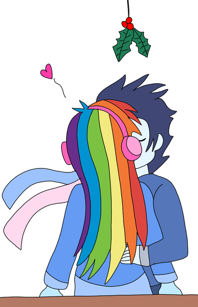Size: 720x1117 | Tagged: safe, artist:atisuto17, artist:dasher666, derpibooru import, edit, rainbow dash, soarin', human, equestria girls, female, g4, holly, holly mistaken for mistletoe, image, kiss on the lips, kissing, male, png, shipping, simple background, soarindash, straight, white background