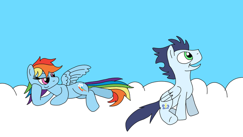 Size: 1280x720 | Tagged: safe, artist:dasher666, artist:thunderelemental, derpibooru import, edit, rainbow dash, soarin', pegasus, pony, female, g4, image, male, png, shipping, soarindash, straight