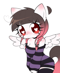 Size: 2500x3000 | Tagged: safe, artist:arwencuack, derpibooru import, oc, oc:arwencuack, unofficial characters only, anthro, pegasus, animated, blinking, blushing, cute, gif, heart, heart eyes, image, simple background, solo, white background, wingding eyes