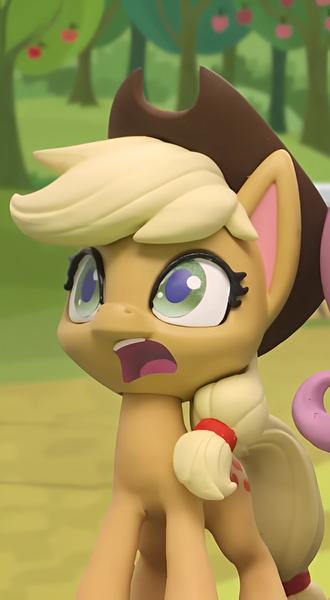 Size: 594x1080 | Tagged: safe, derpibooru import, edit, edited screencap, screencap, applejack, earth pony, pony, my little pony: pony life, my little pony: stop motion short, cute, g4, image, png, shocked