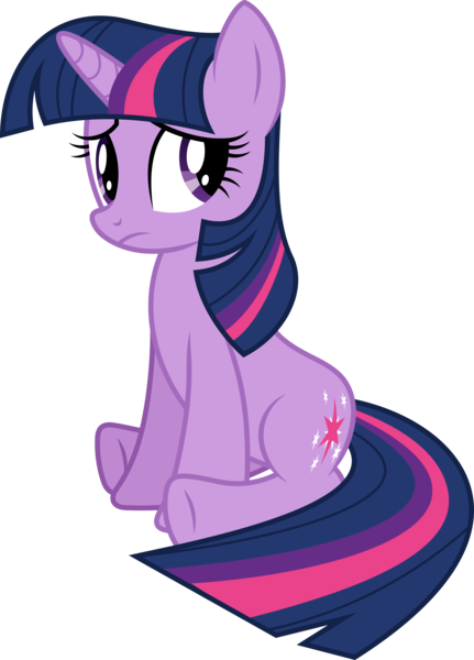 Size: 9443x13159 | Tagged: safe, artist:starryshineviolet, derpibooru import, twilight sparkle, pony, unicorn, secret of my excess, absurd resolution, female, g4, image, looking away, mare, png, simple background, sitting, solo, transparent background, unicorn twilight, vector, worried