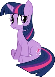 Size: 9443x13159 | Tagged: safe, artist:starryshineviolet, derpibooru import, twilight sparkle, pony, unicorn, secret of my excess, absurd resolution, female, g4, image, looking away, mare, png, simple background, sitting, solo, transparent background, unicorn twilight, vector, worried