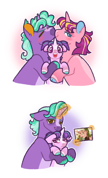 Size: 650x1071 | Tagged: safe, artist:queerhorses, derpibooru import, firelight, starlight glimmer, oc, oc:stargate, pony, female, filly, filly starlight glimmer, gay, image, magic, male, photo, png, simple background, transparent background, younger