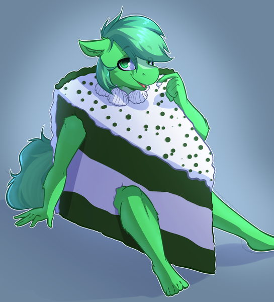 Size: 2684x2956 | Tagged: suggestive, artist:witchtaunter, ponerpics import, ponybooru import, oc, oc:clover cake, anthro, earth pony, plantigrade anthro, pony, blaze (coat marking), cake, cake slice, cheeky, coat markings, commission, female, food, frosting, giant food, image, inviting you to eat, lesbian, looking at you, male, png, ponies in food, shipping, simple background, solo, sprinkles, stallion, stuck, white outline