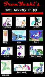 Size: 4978x8466 | Tagged: safe, artist:supahdonarudo, derpibooru import, fleur-de-lis, nurse redheart, philomena, princess celestia, queen novo, velvet reindeer, oc, oc:fleurbelle, oc:icebeak, oc:ironyoshi, oc:sea lilly, alicorn, bird, classical hippogriff, deer, demon, dragon, ghost, hippogriff, hybrid, longma, orca, penguin, phoenix, reindeer, seapony (g4), undead, unicorn, them's fightin' herds, g5, my little pony: the movie, 2023, art summary, baihe (tfh), bush, community related, coral, fluttermop, ice, image, looking at each other, looking at someone, mop, ocean, opaline arcana, peeking, pirate, png, speech bubble, stella (helluva boss), text, water