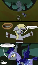 Size: 1920x3240 | Tagged: semi-grimdark, artist:platinumdrop, derpibooru import, derpy hooves, nightmare moon, bat pony, pegasus, pony, abuse, angry, armor, black eye, bleeding, blood, bound, bound wings, bowl, bruised, comic, commission, crying, dagger, derpybuse, duo, everfree forest, evil, fear, female, floppy ears, forest, g4, grin, helpless, image, imminent death, imminent violence, looking at you, looking down, looking up, male, mare, nature, night, night guard, offering, pleading, png, restrained, rope, sacrifice, scared, smiling, spread eagle, spread wings, stallion, statue, tears of fear, this will end in death, tied up, tree, weapon, wings