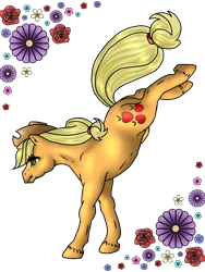 Size: 1920x2560 | Tagged: safe, artist:crazyaniknowit, derpibooru import, applejack, pony, flower, image, png, simple background, solo, transparent background