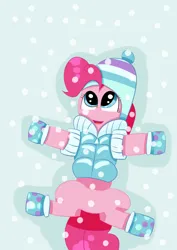 Size: 2480x3508 | Tagged: safe, artist:redfire-pony, derpibooru import, pinkie pie, earth pony, pony, clothes, female, g4, hat, image, jacket, jpeg, mare, snow, solo, winter, winter outfit