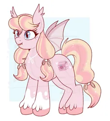 Size: 681x746 | Tagged: safe, artist:lulubell, derpibooru import, oc, unofficial characters only, bat pony, adoptable, female, image, png, solo, watermark