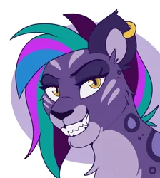 Size: 768x857 | Tagged: safe, artist:lulubell, derpibooru import, big cat, leopard, snow leopard, g5, allura, aq bars, bust, evil grin, grin, image, png, smiling, solo