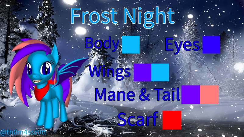 Size: 1920x1080 | Tagged: safe, artist:snowy starshine, derpibooru import, oc, oc:frost night, unofficial characters only, bat pony, 3d, clothes, female, image, png, scarf