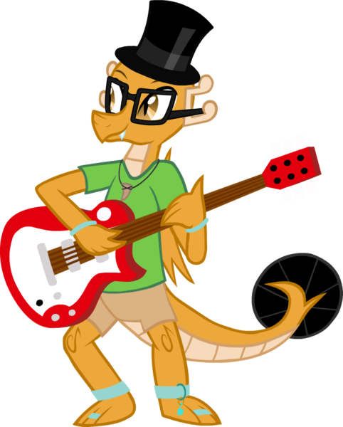 Size: 682x849 | Tagged: safe, artist:tarkan809, derpibooru import, part of a set, oc, oc:myoozik the dragon, dragon, derpibooru community collaboration, 2024 community collab, derpibooru exclusive, electric guitar, guitar, image, male, musical instrument, png, show accurate, solo, turntable