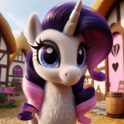 Size: 1024x1024 | Tagged: safe, ai content, machine learning generated, ponerpics import, ponybooru import, rarity, pony, unicorn, bing, female, fluffy, image, jpeg, mare, ponyville, solo