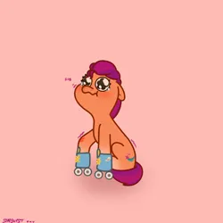 Size: 2480x2480 | Tagged: safe, artist:starburstuwu, derpibooru import, sunny starscout, earth pony, pony, g5, crying, cute, floppy ears, image, injured, jpeg, learning, pink background, roller skates, simple background, skates, sobbing, sunnybetes, tears of pain, teary eyes