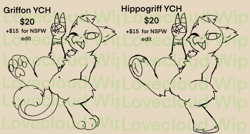 Size: 1548x832 | Tagged: questionable, artist:bluemoon, derpibooru import, oc, gryphon, hippogriff, pony, commission, griffon oc, hippogriff oc, image, looking at you, one eye closed, paws, peace sign, png, talons, wink, winking at you, ych sketch, your character here